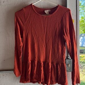 Elegant Rust Peplum Blouse
